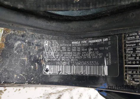 1994 BMW 530 I z USA, uszkodzony, nr VIN WBAHE1316RGE53526